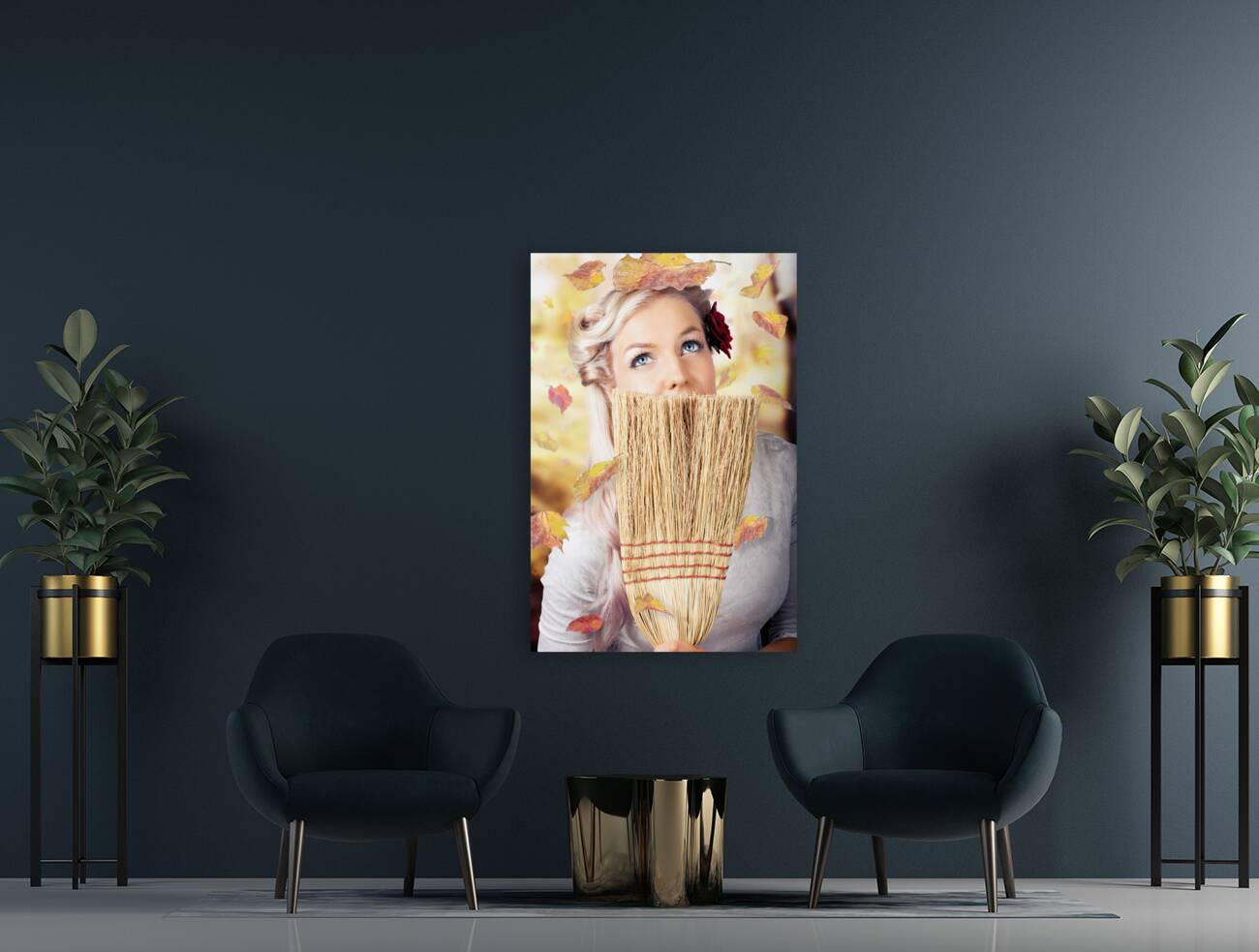 Retro Pinup Girl Doing Spring Clean Reproduction