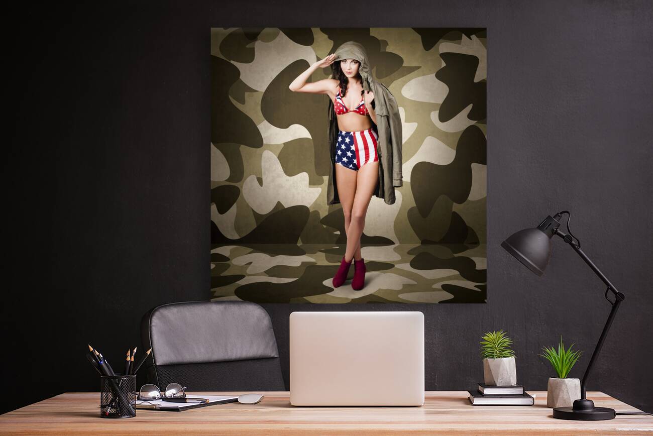 Retro pinup girl in American army lingerie Reproduction