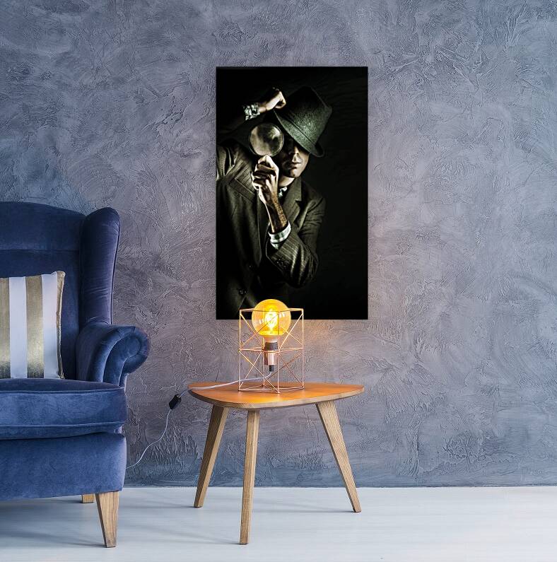 Security Detective With Magnifying Glass Reproduction