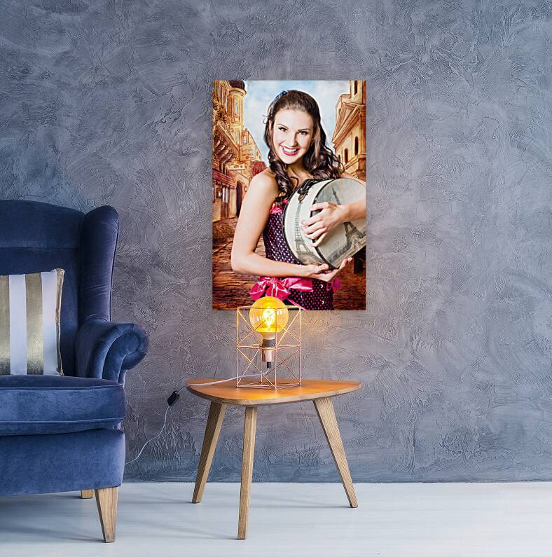 Beautiful fine art girl on Europe travel tour Reproduction