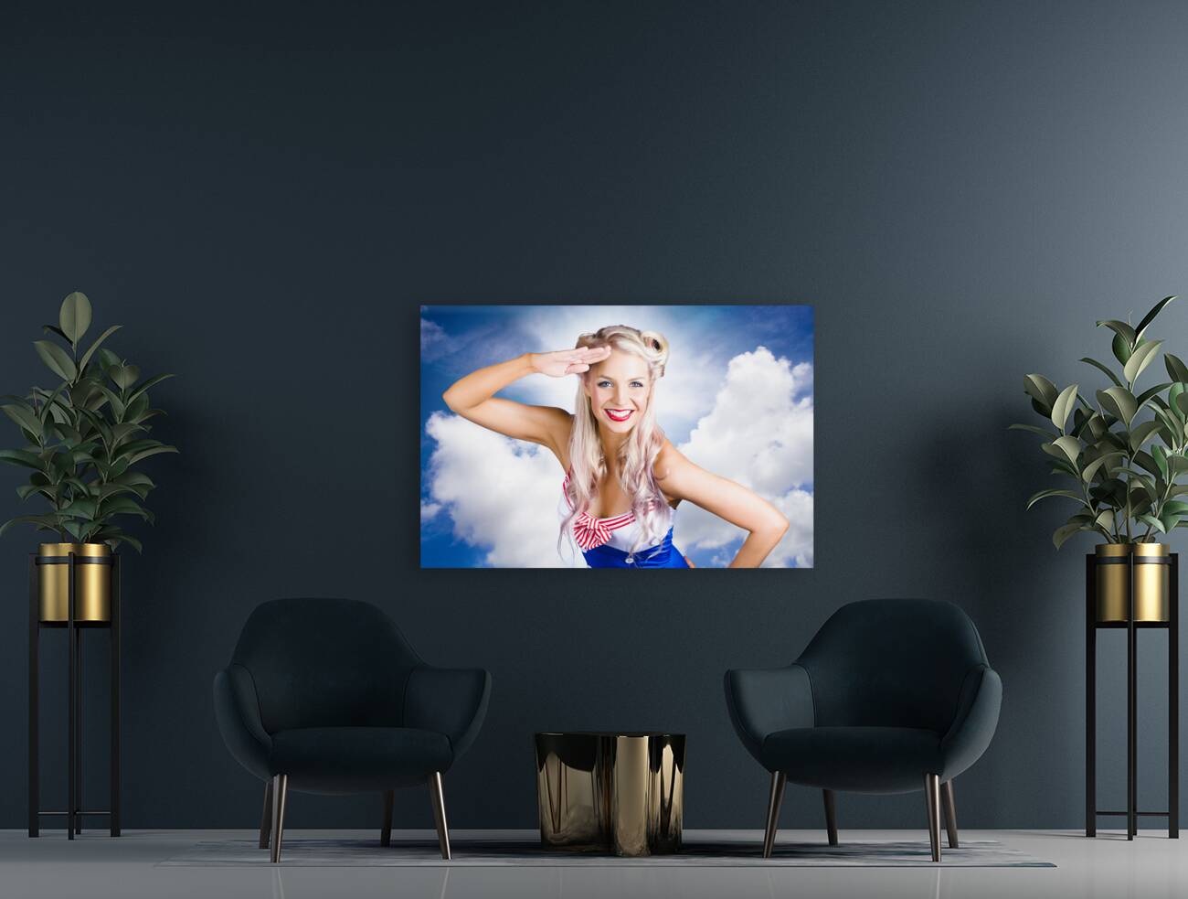 Navy Sailor Pinup Saluting Reproduction