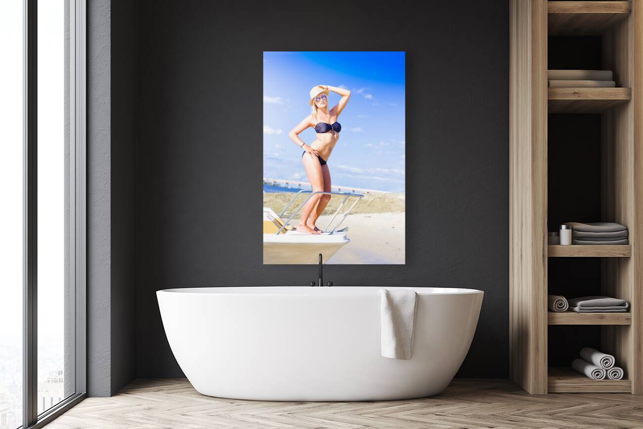 Beach Babe On Cruise Boat Reproduction