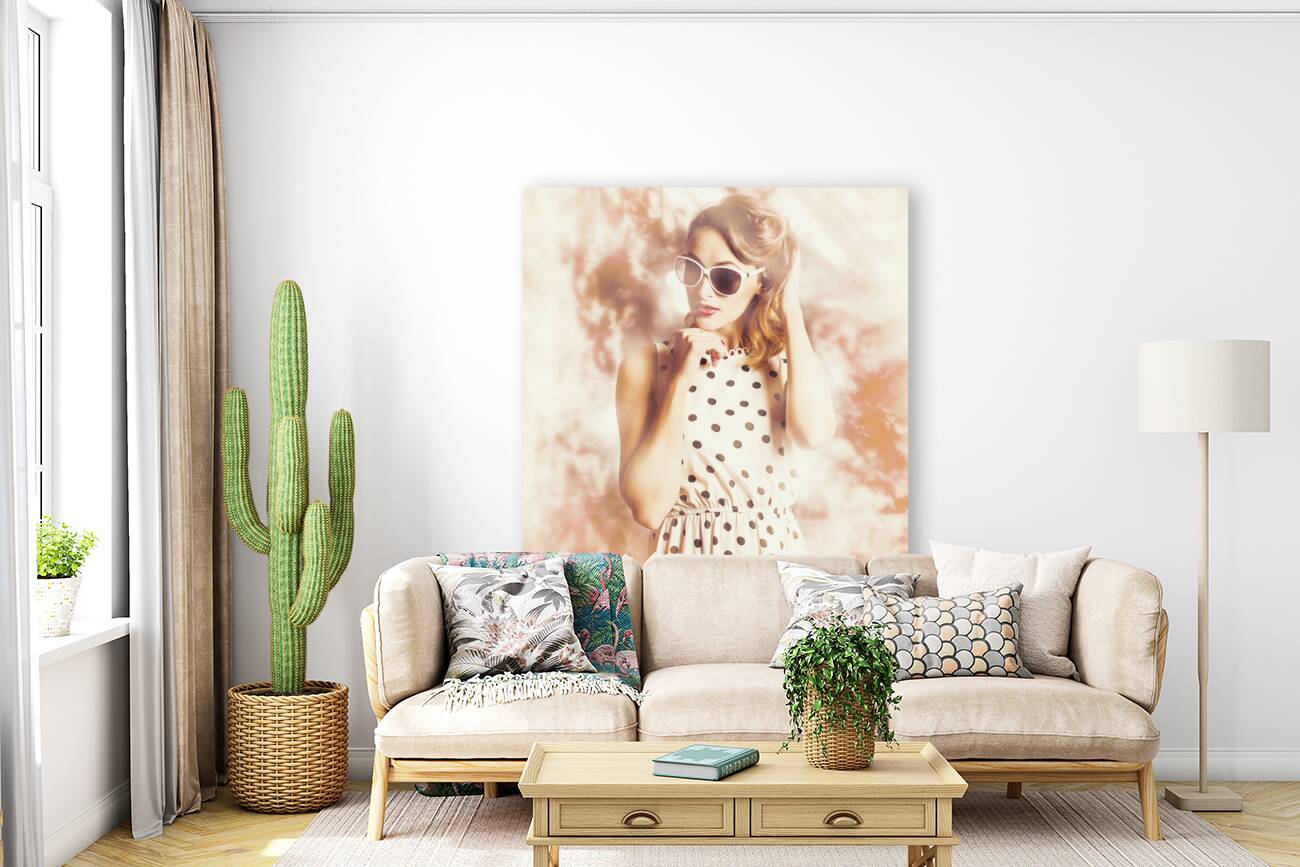 Pinup golden girl with perfect makeup and hair Reproduction