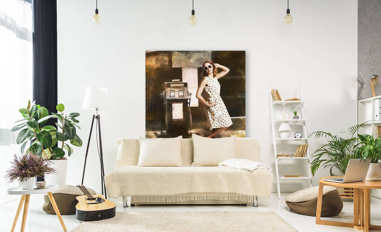 Gas and oil painting pinup  Reproduction