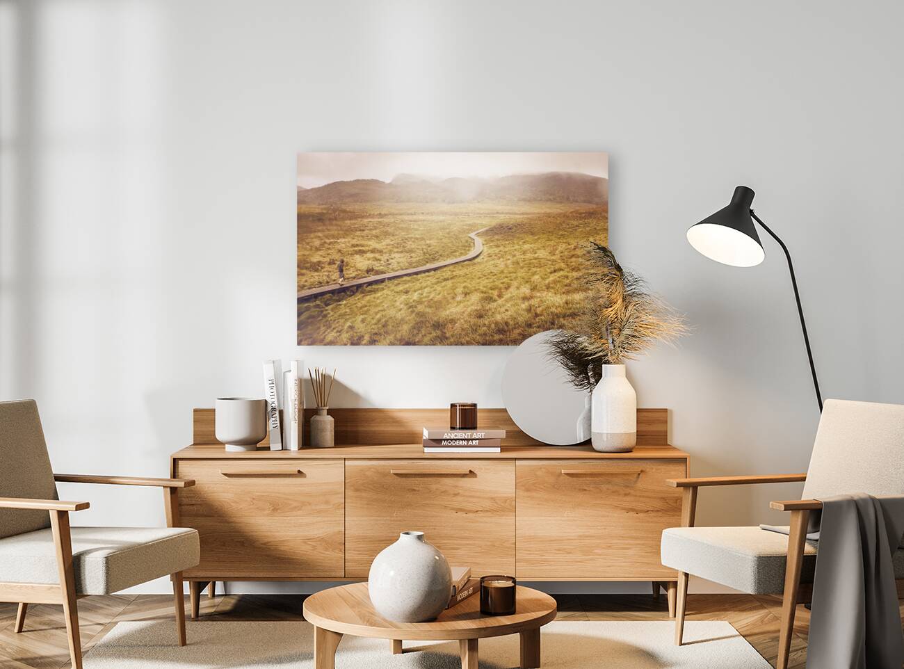 Man on expedition along Cradle Mountain Boardwalk Reproduction