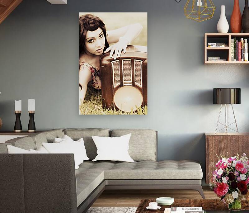 Woman With Retro Radio Reproduction