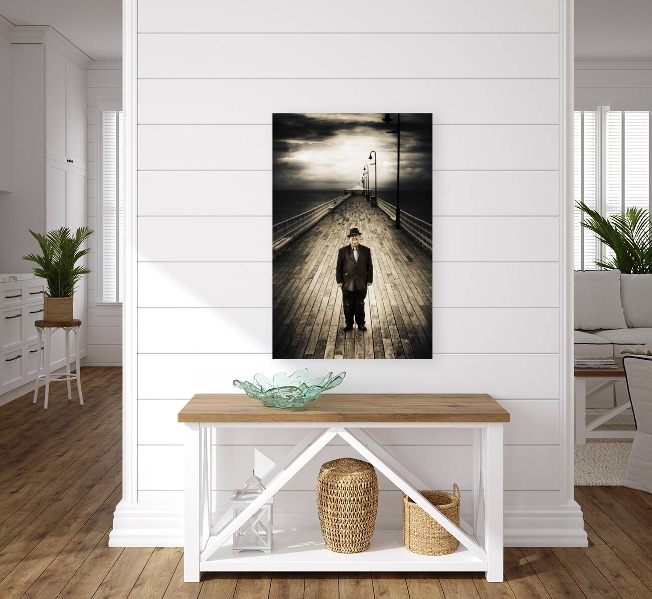 Senior Male Standing On A Pier Promenade Reproduction