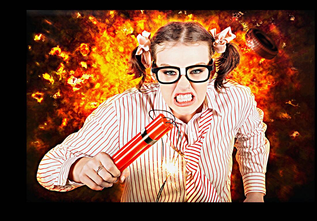 Crazy Business Worker Under Explosive Stress Reproduction