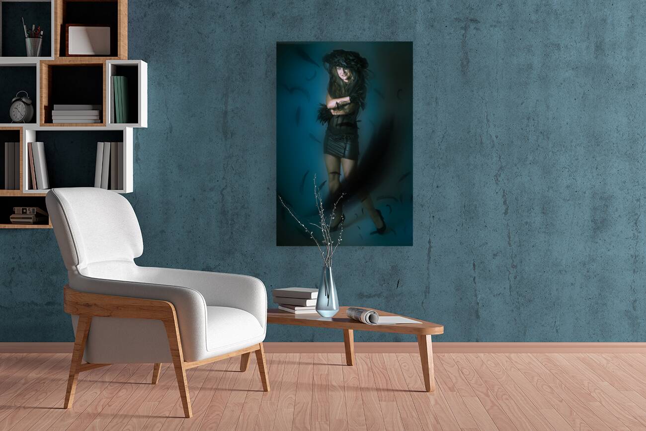 Soft dark beauty in full length creative fashion Reproduction