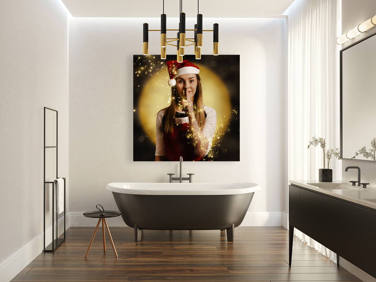 Silent night elf keeping night watch for santa  Reproduction