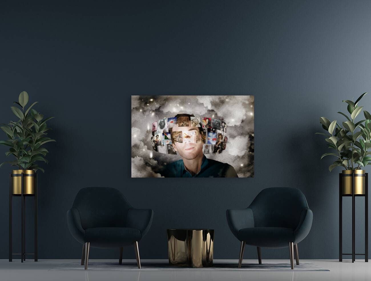 Man Streaming Media With Cloud Server Informatics Reproduction