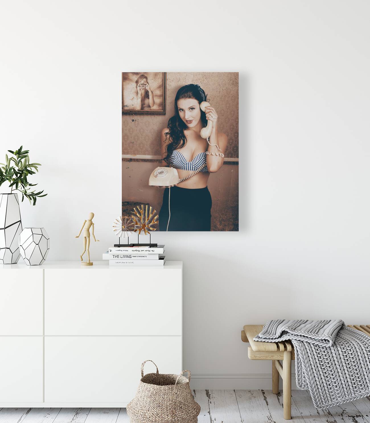 Vintage resort phone operator taking hotel booking Reproduction