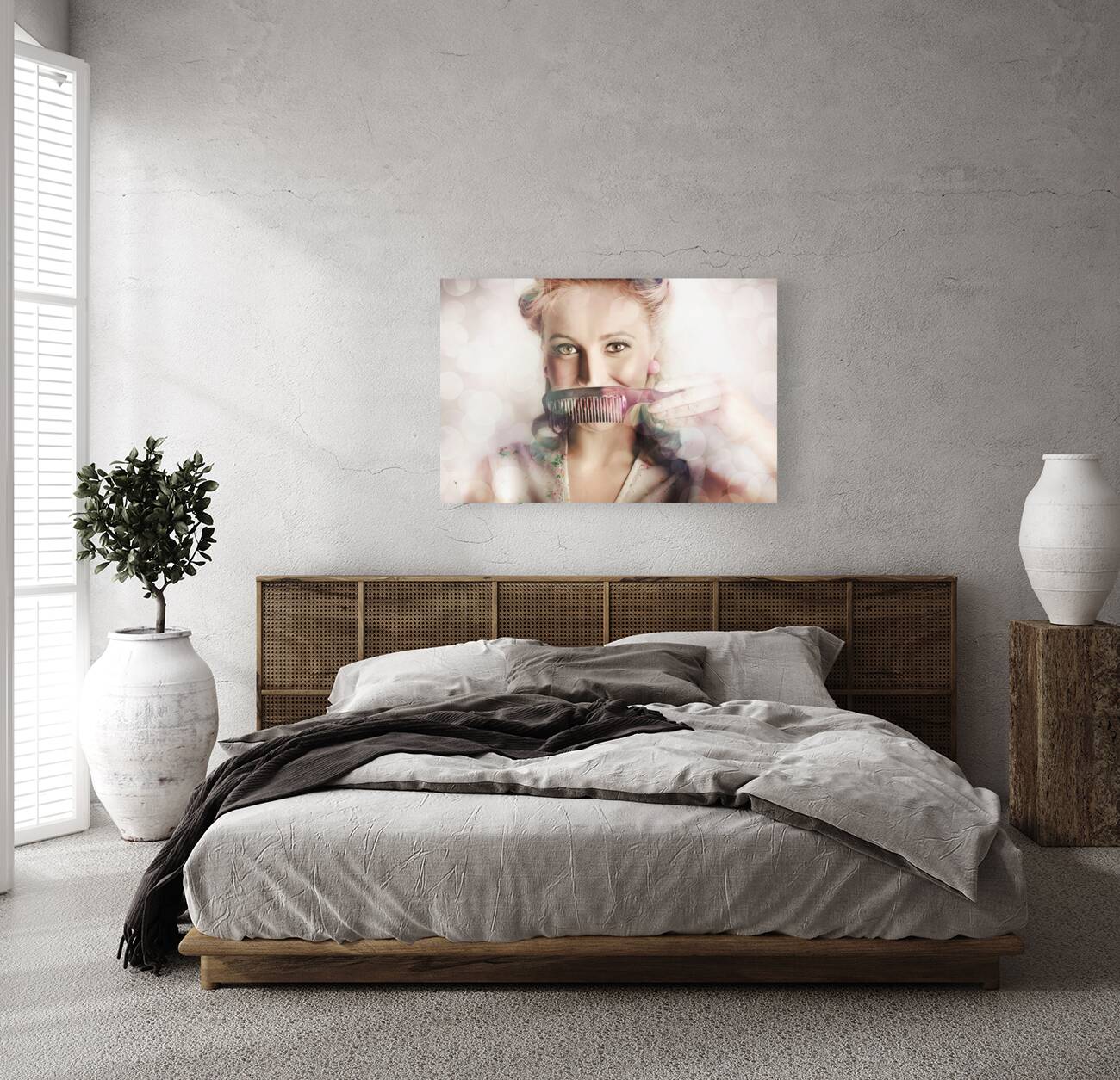 Female Beauty Salon Hairdresser Creating Hairstyle Reproduction