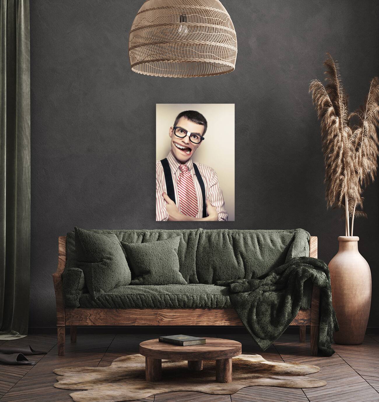 Funny Retro Male Nerd With Big Mouth On Copyspace  Reproduction