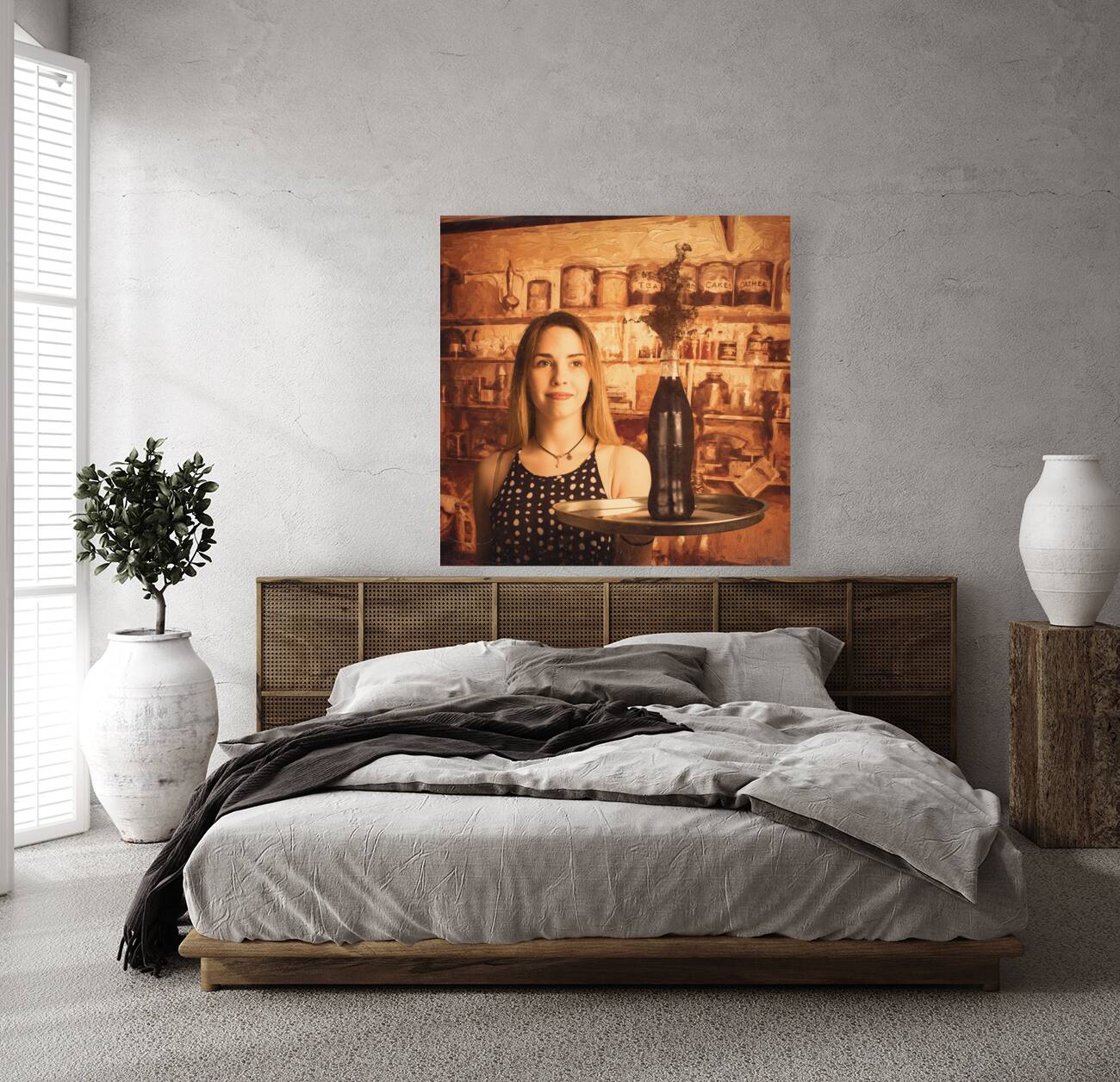 Retro cafe tin sign waitress Reproduction