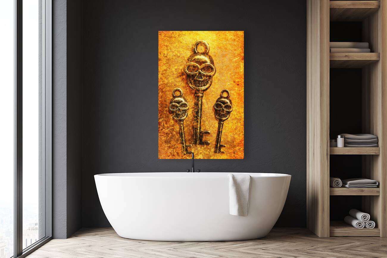 Skull shaped keys in flame Reproduction