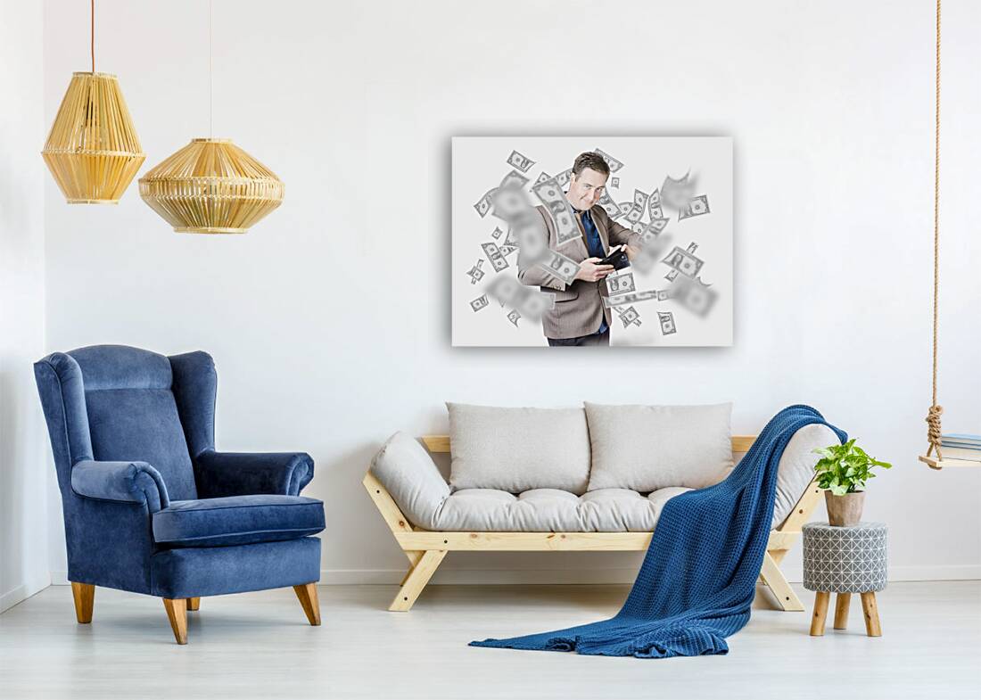 Businessman Holding Wallet Reproduction