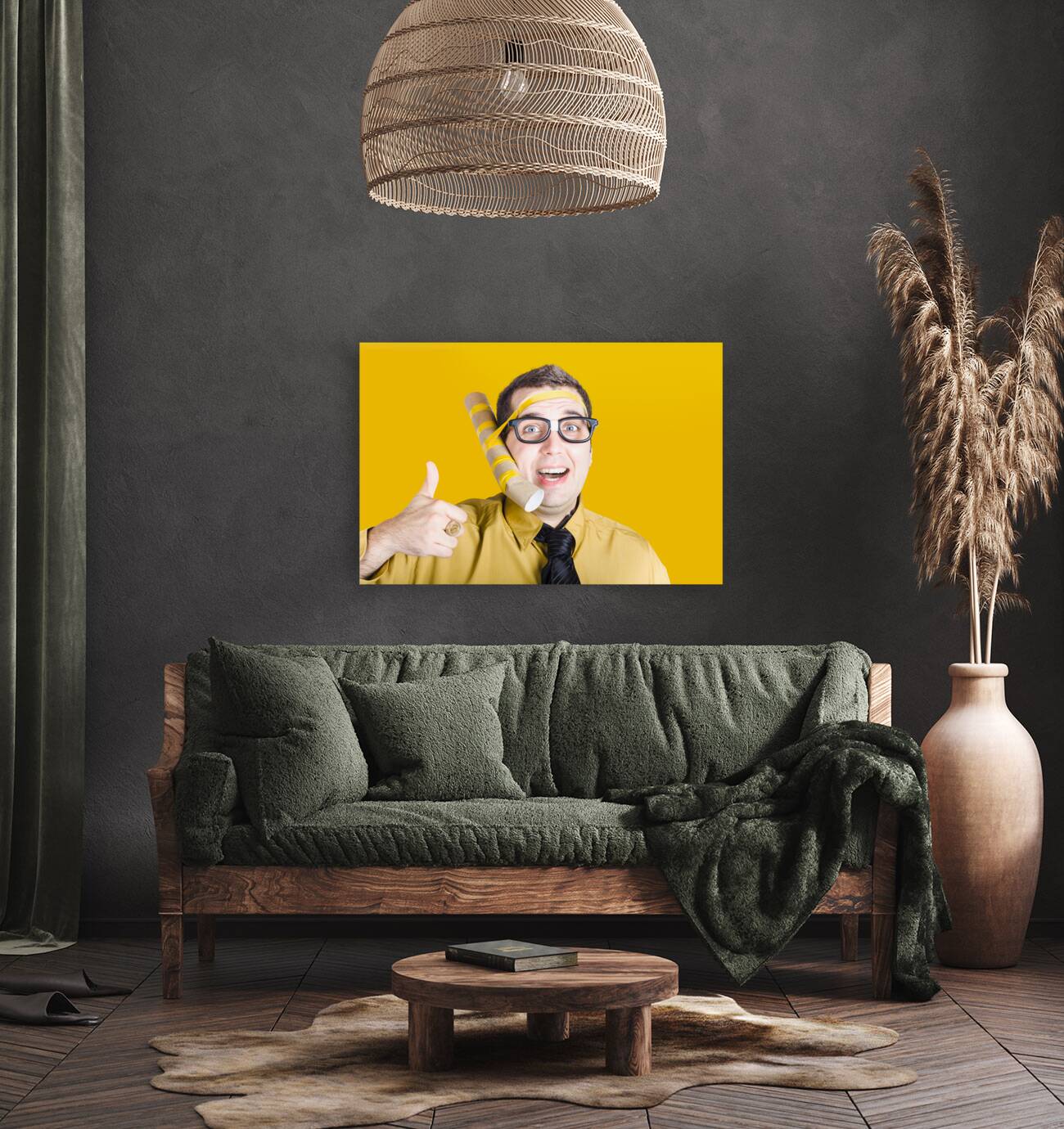 Inventive businessman with new technology Reproduction