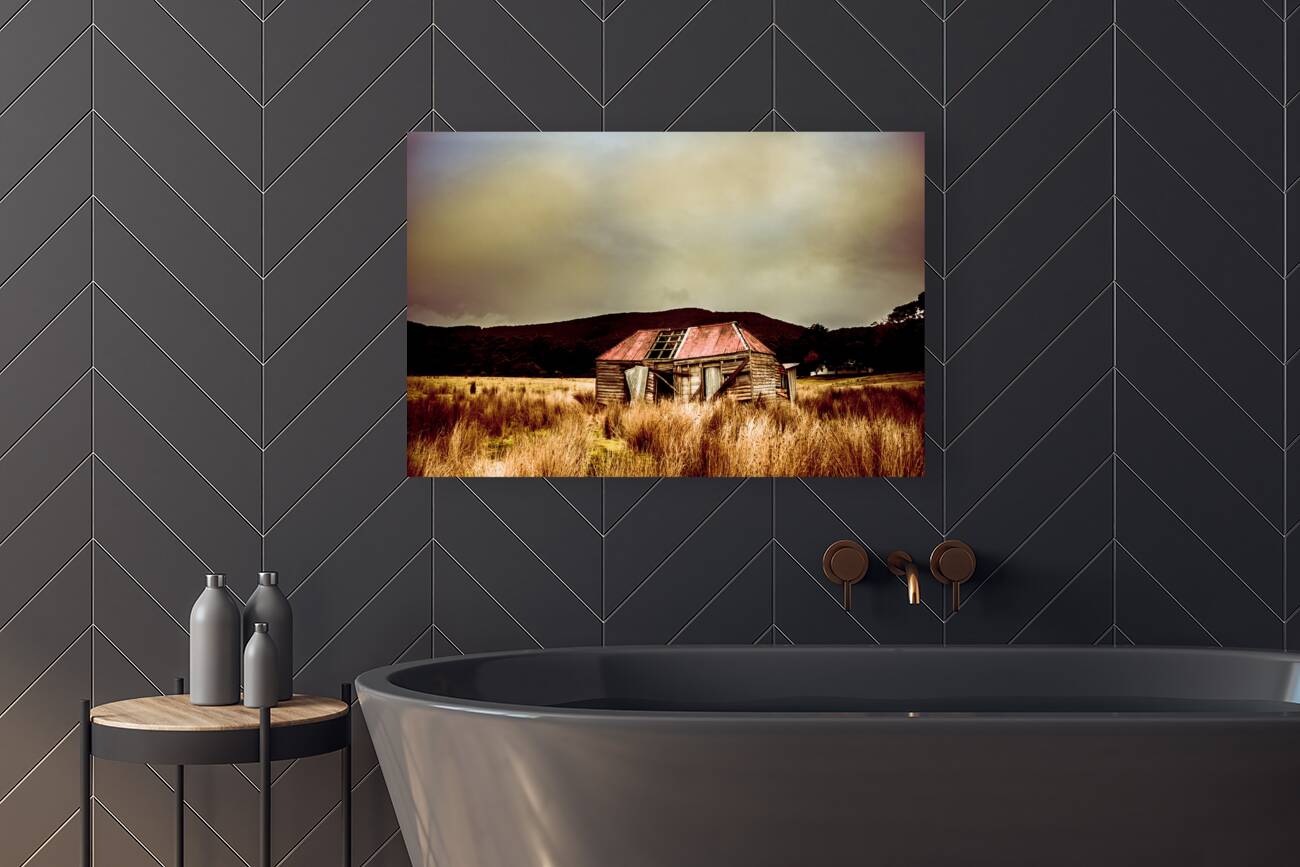 Collapsing old wooden farm building Reproduction