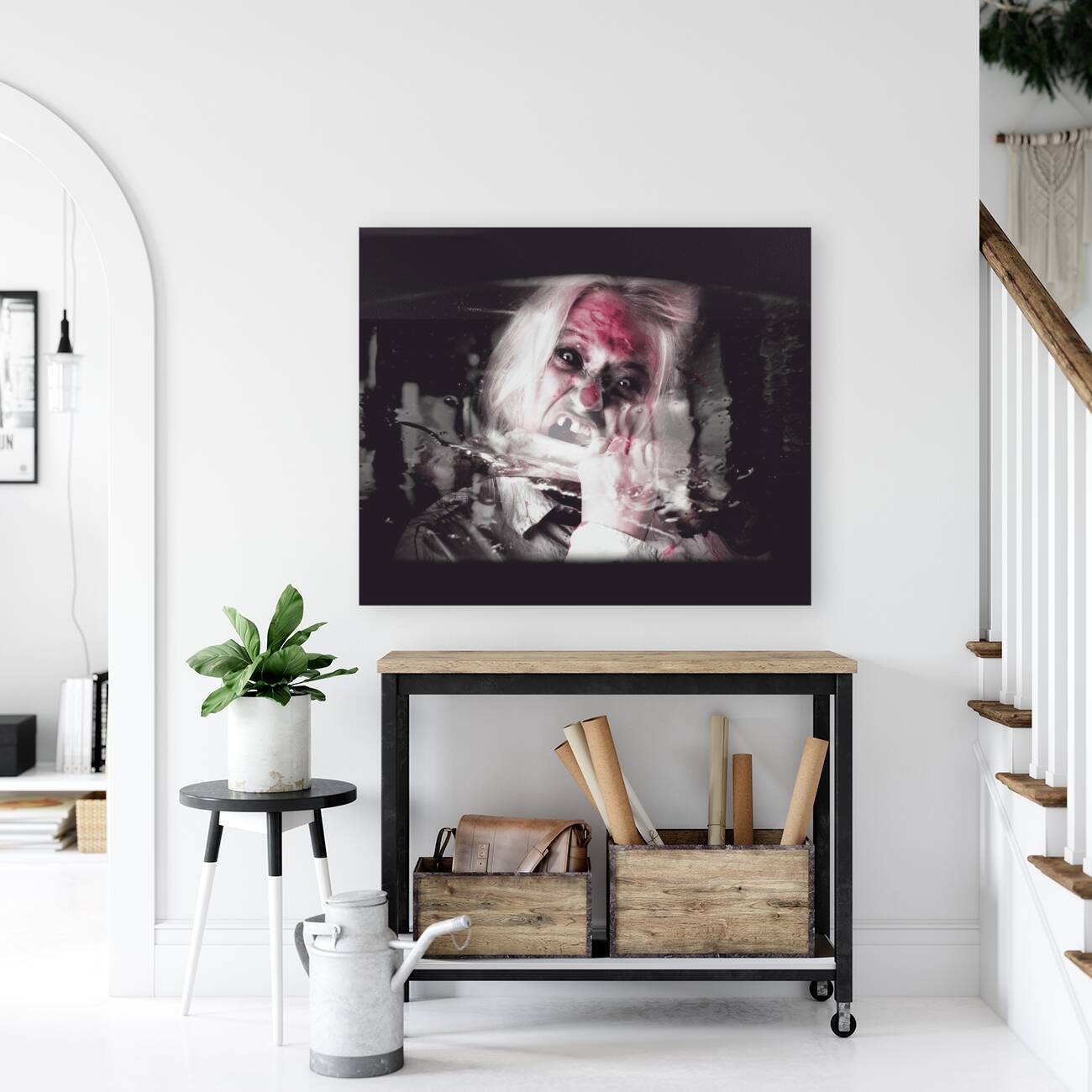 Horror fast food. Drive thru zombie apocalypse Reproduction