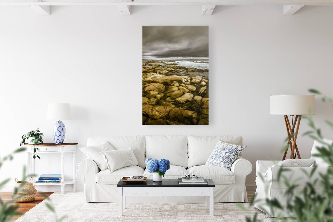 Dark skies on ocean shores Reproduction