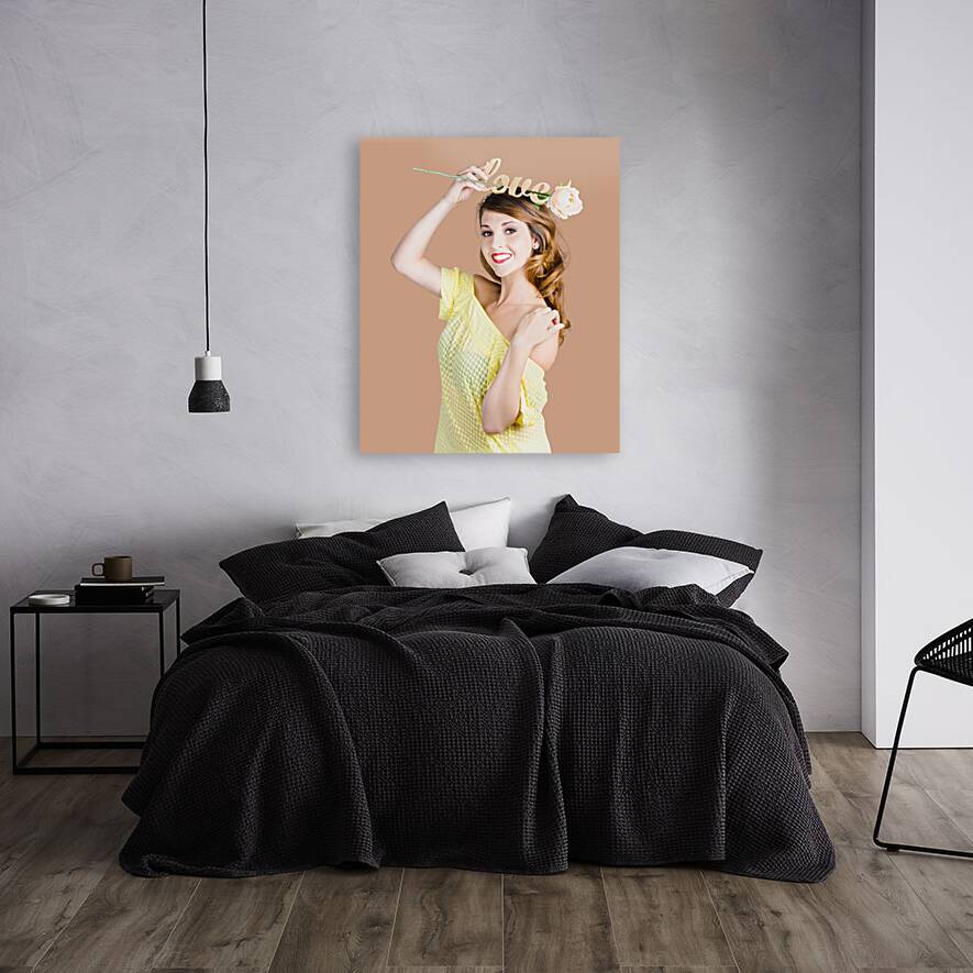 Woman holding message of love Reproduction