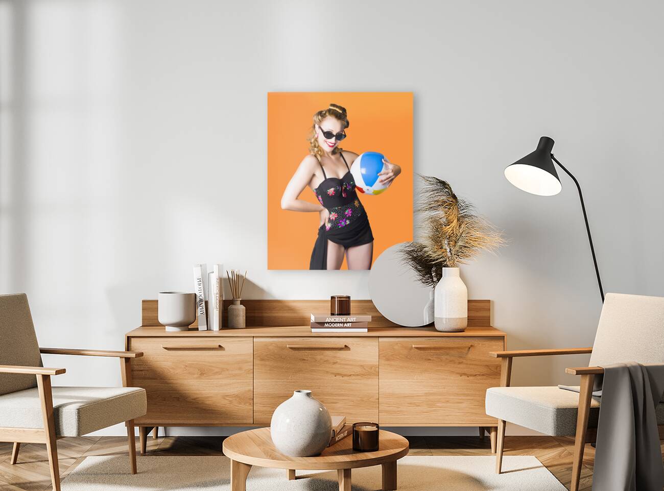 Sixties beach going pinup girl Reproduction