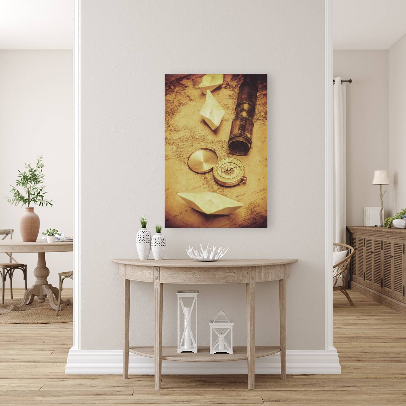 Paper cargo boats and shipping routes Reproduction