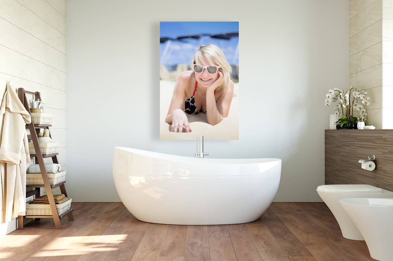 Woman Relaxing On Beach Reproduction