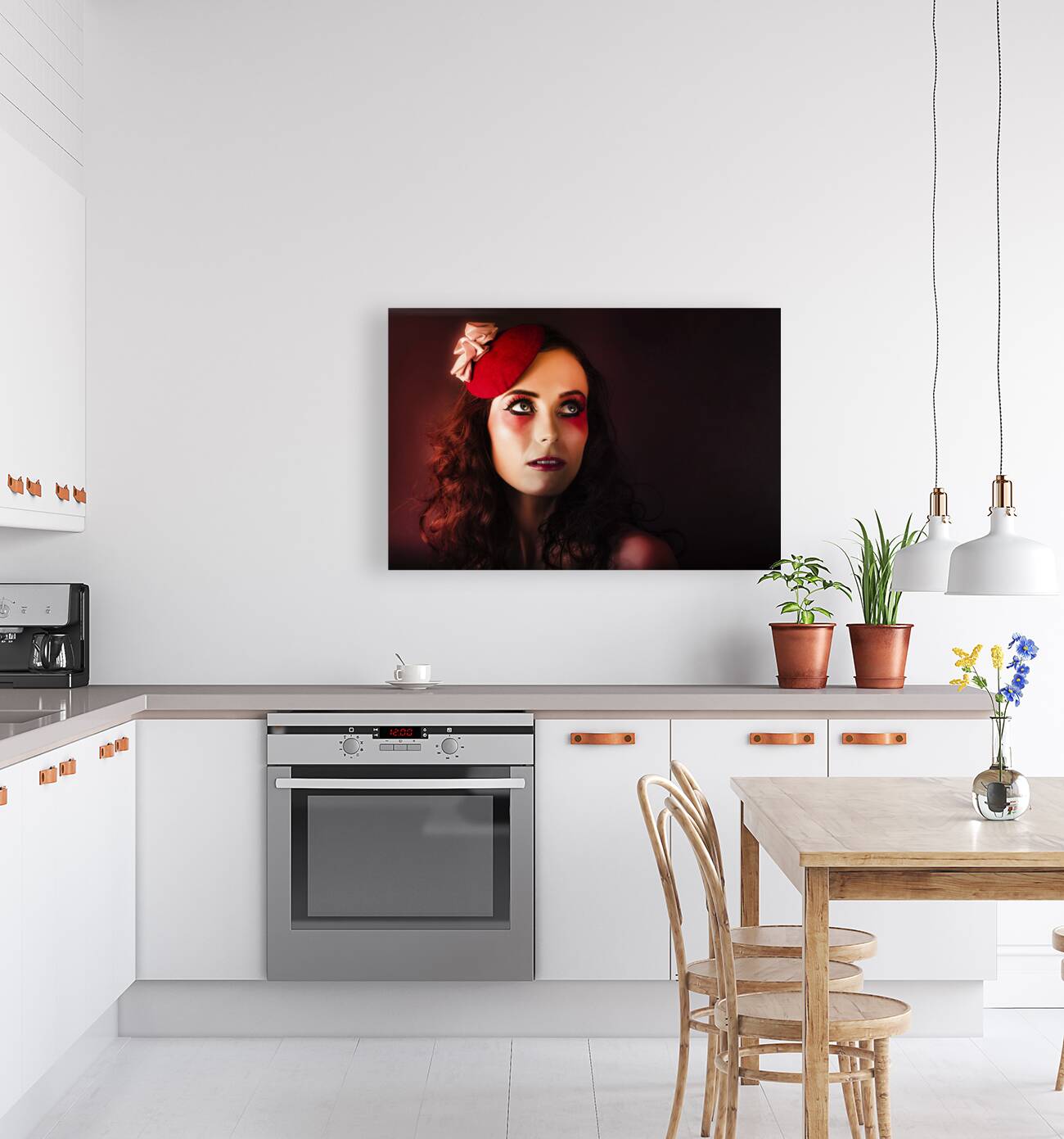 Luxury Woman In Red Makeup And Fashion Accessories Reproduction