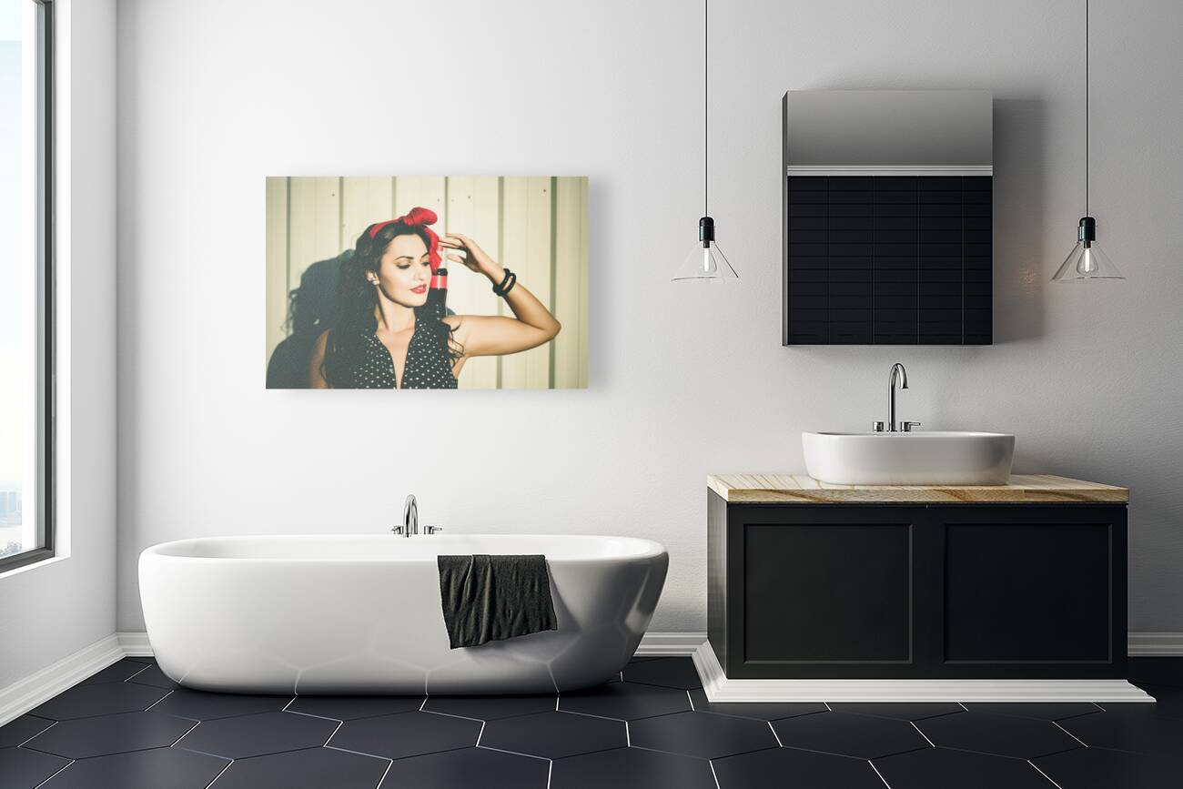 Retro advert. Seventies drive-thru gals Reproduction