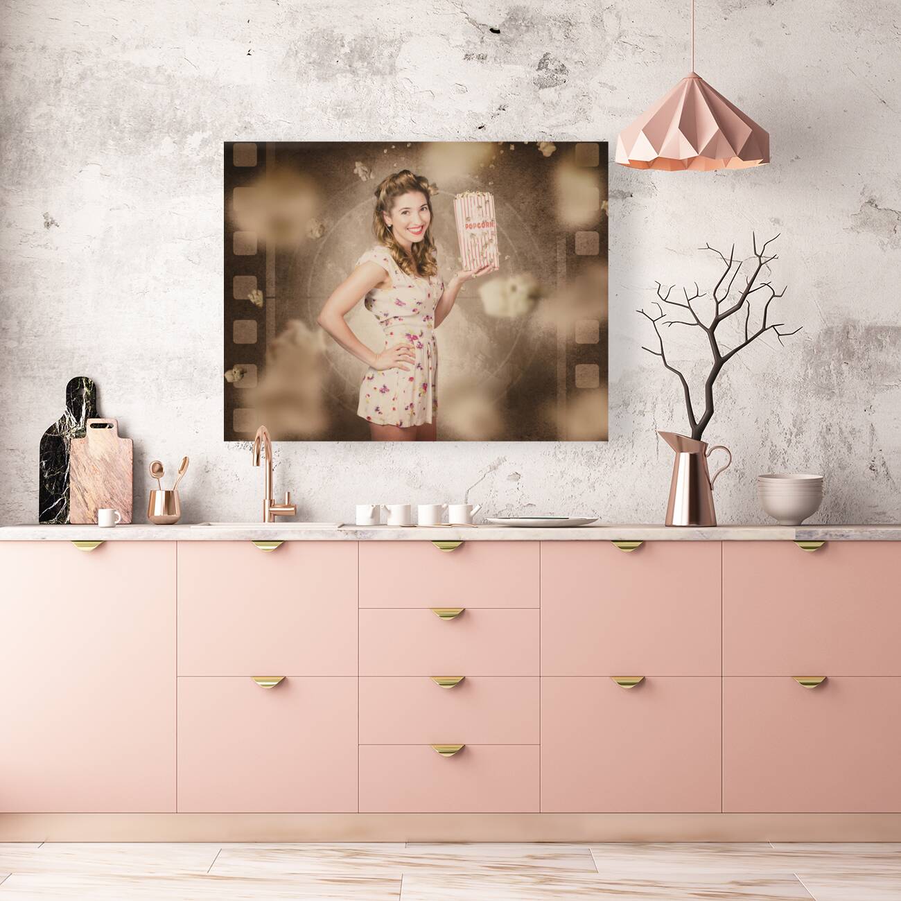 Film and cinema pin-up woman in old classic movie Reproduction