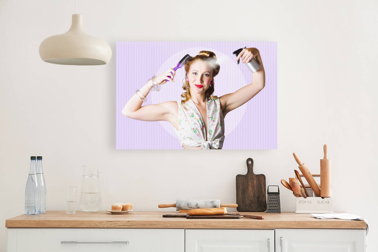 Classic 50s Pinup Girl Combing Hair Style Reproduction