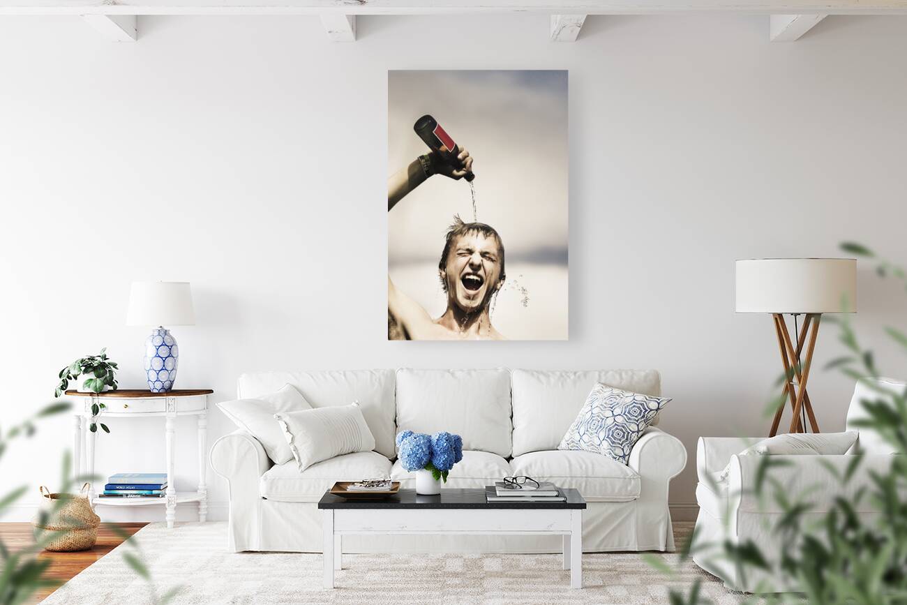 Crazy young Irish man celebrating St Patricks Day  Reproduction