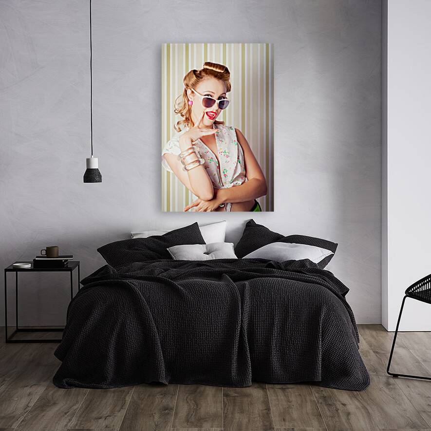 Cute Pinup Fashion Girl With Surprised Expression Reproduction