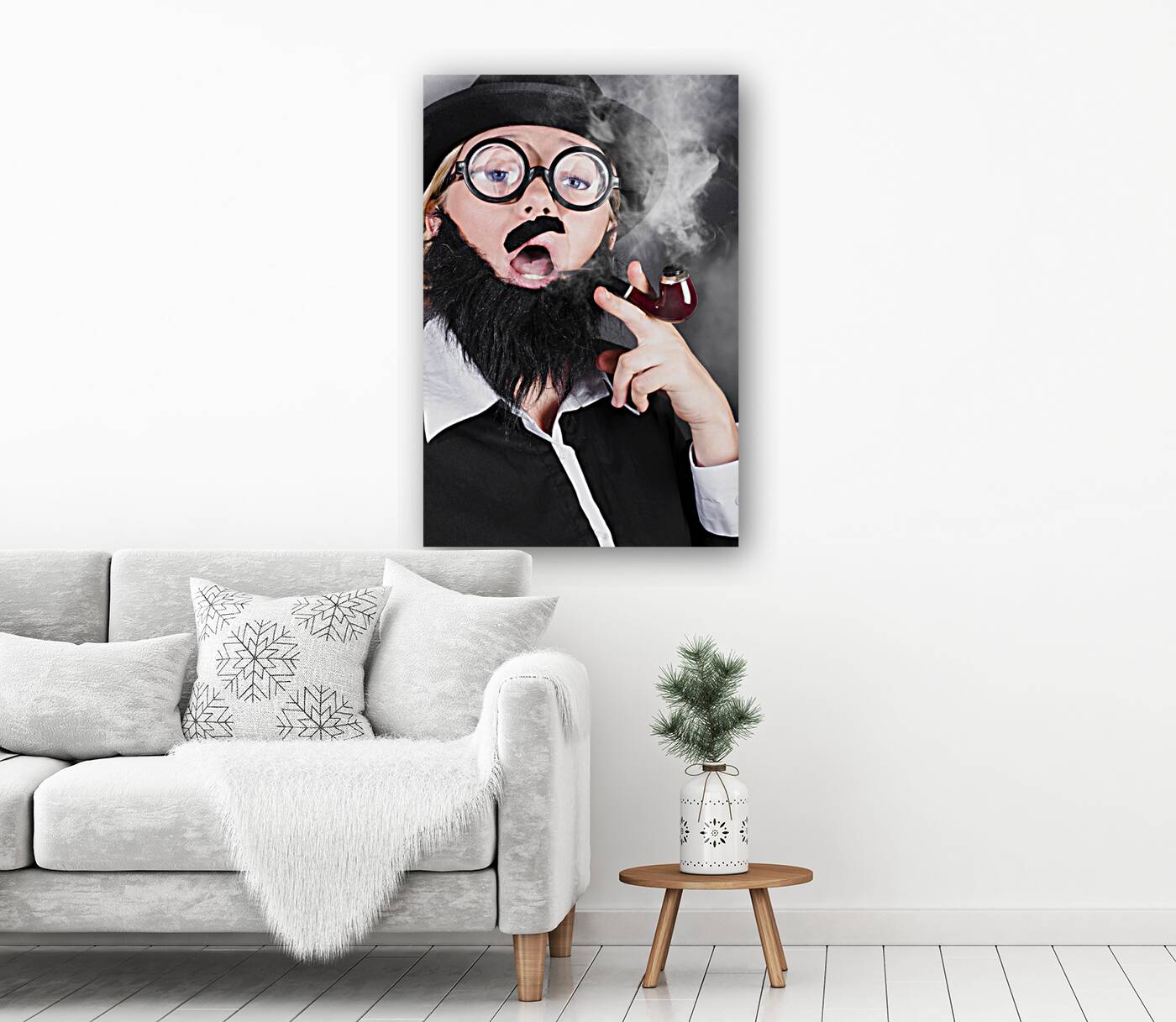 Comic private eye detective smoking pipe Reproduction