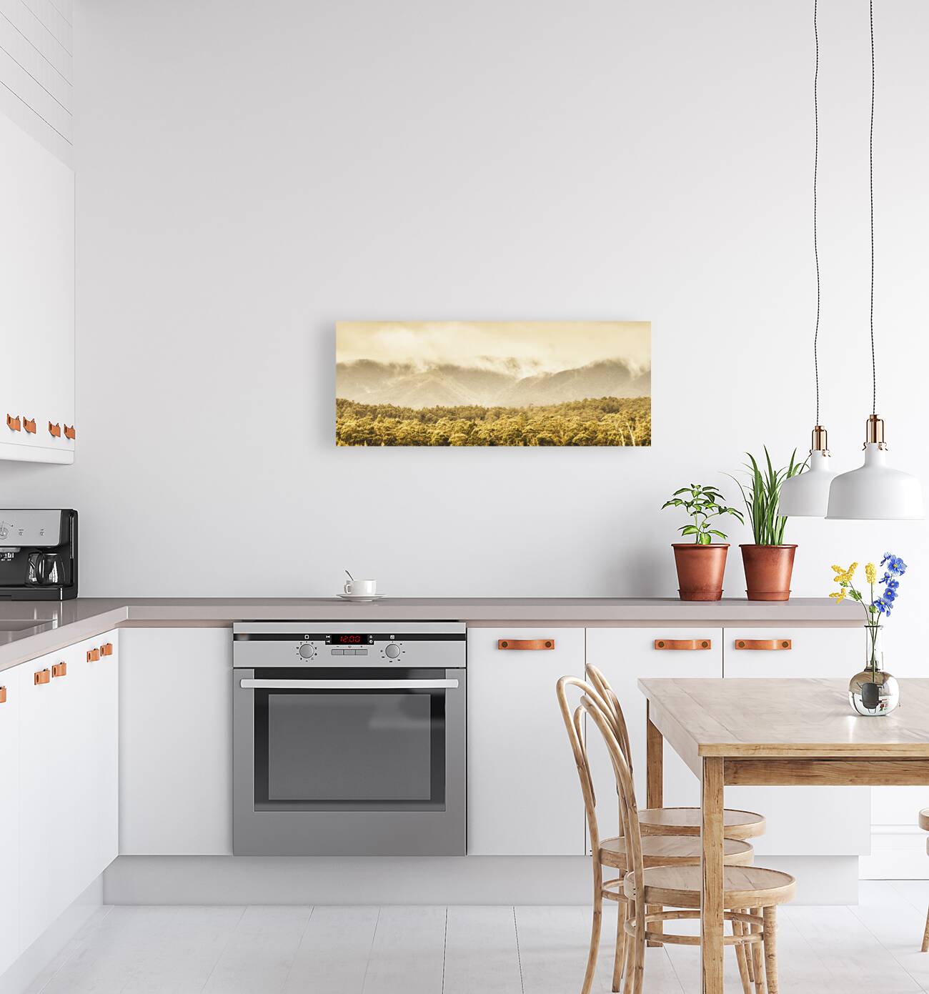 Layered depths of forests mountains and fog Reproduction