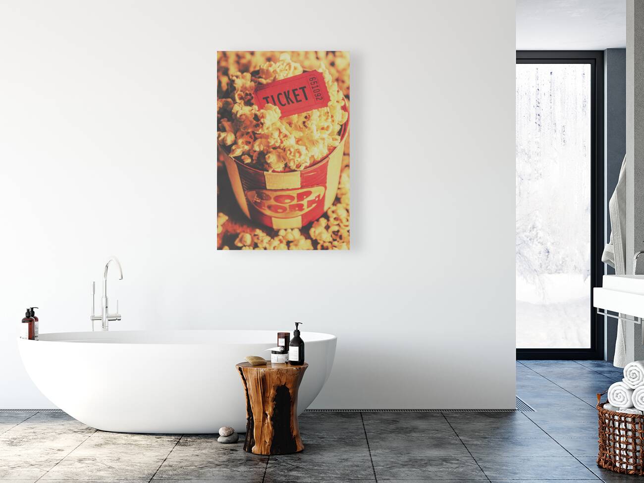 Retro film stub and movie popcorn Reproduction