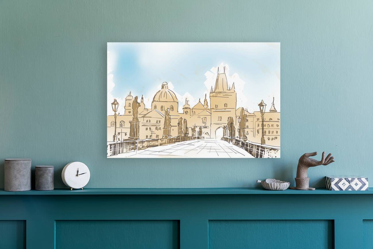Artistic digital painting of Charles Bridge Prague Reproduction