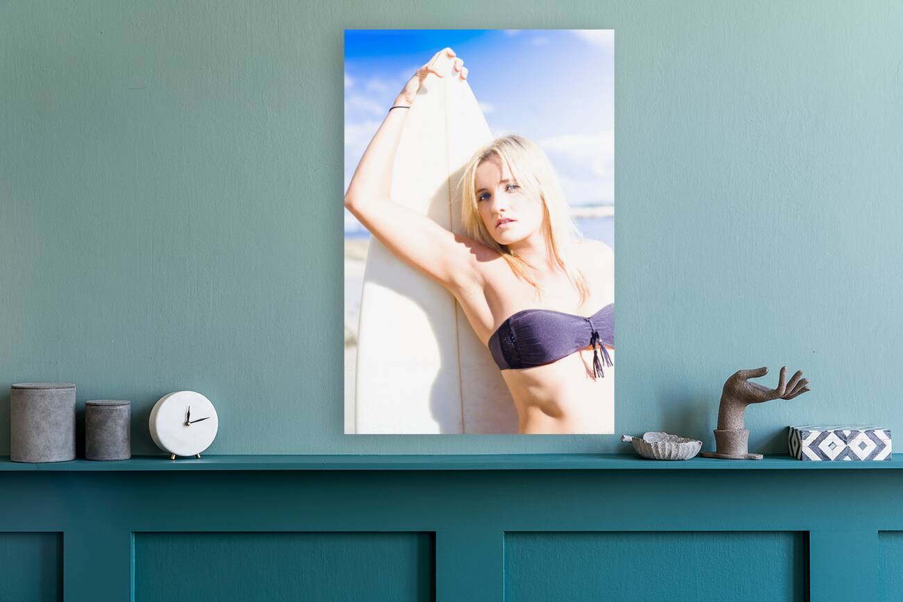 Summer Surfing Woman Reproduction