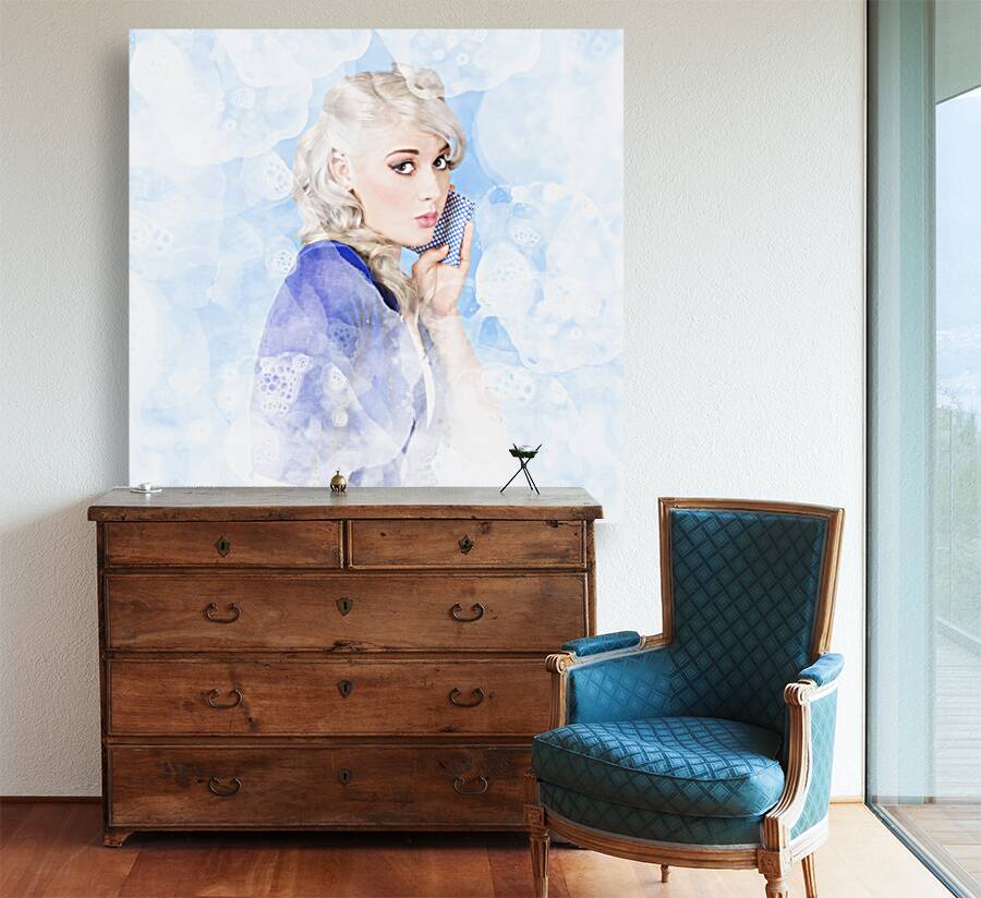 Gorgeous young woman cleaning in pinup style Reproduction