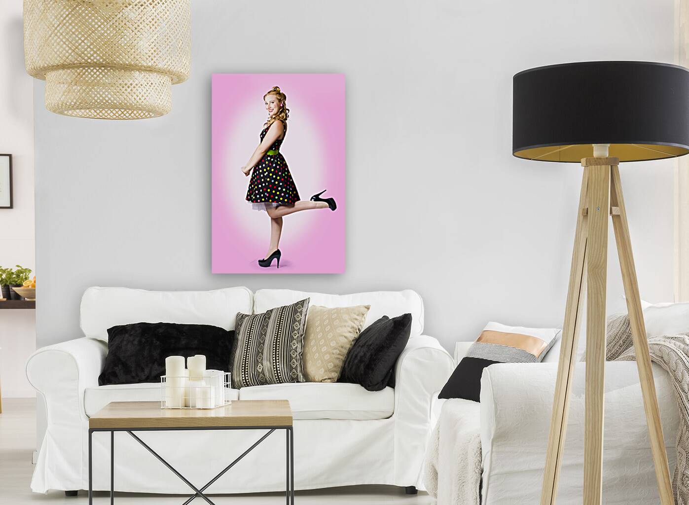 Cute Pin-Up Style Fashion Model In Retro Dress Reproduction