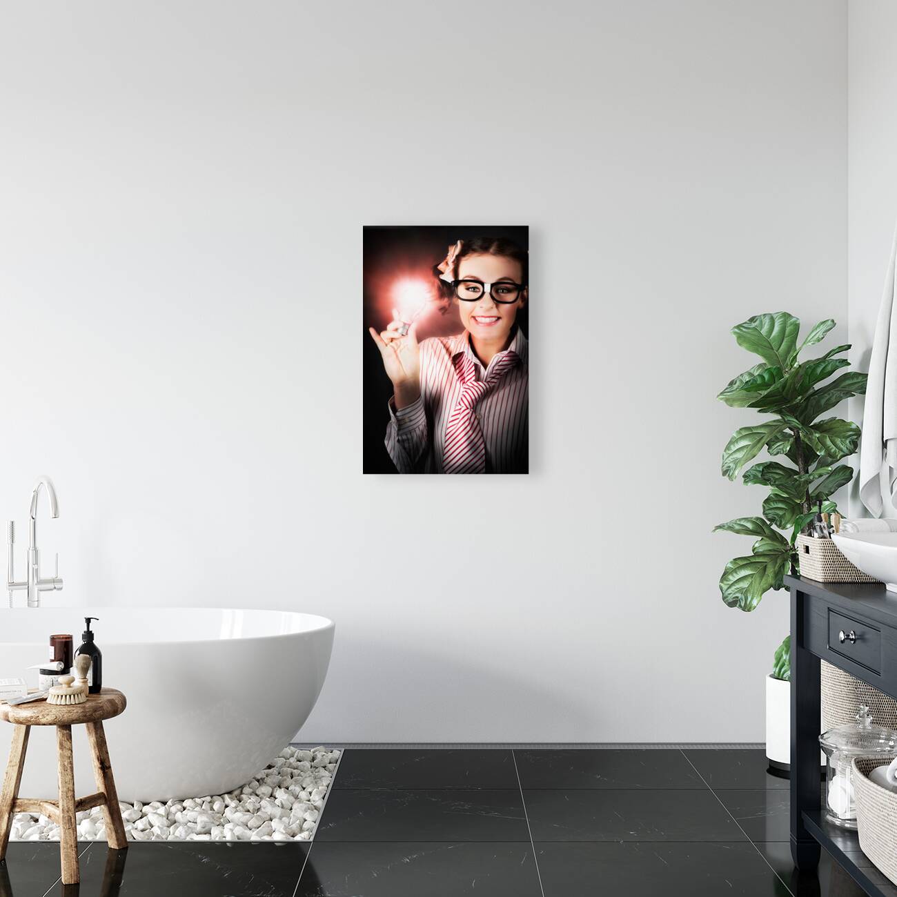 Smart Business Person Holding Light Bulb In Hand Reproduction