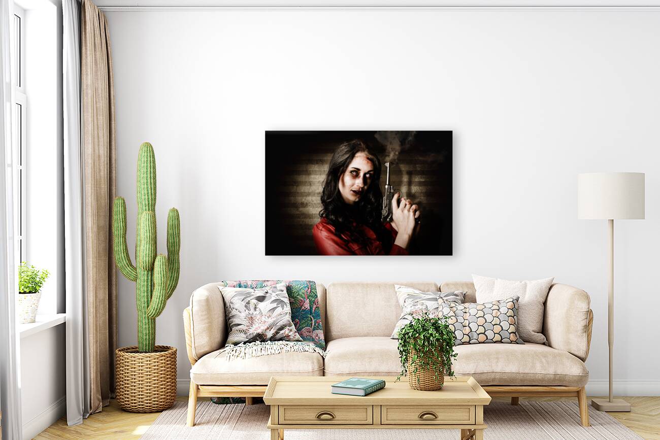 Dead Private Eye Detective Holding Smoking Gun Reproduction