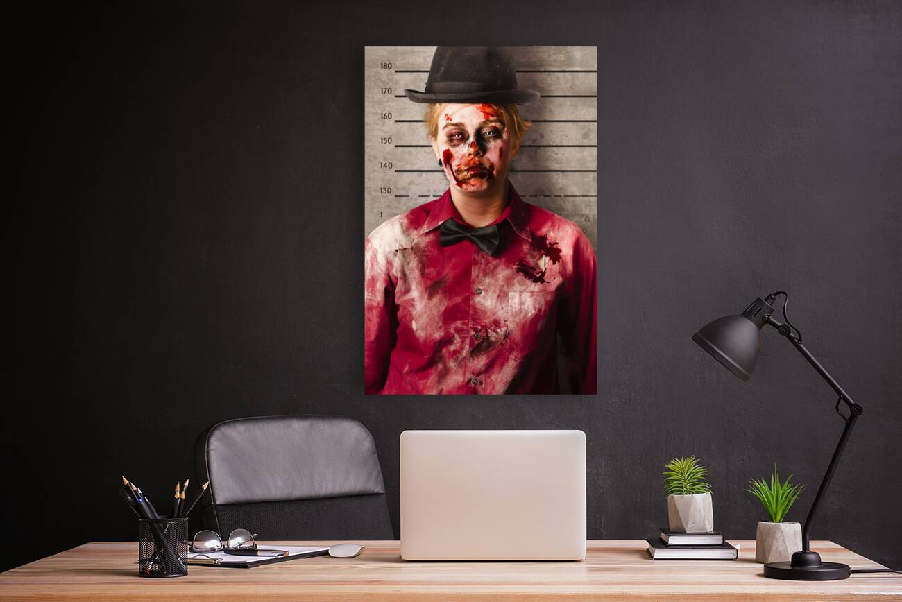 Monster police mug shot. Creepy criminal Reproduction