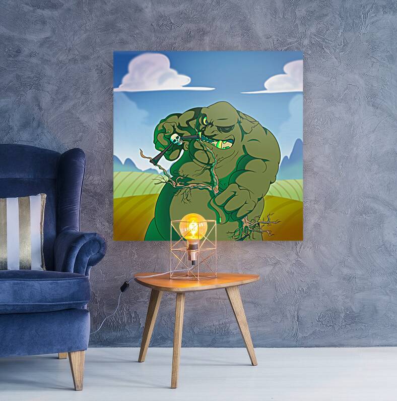 Fantasy ogre monster guarding fort Reproduction