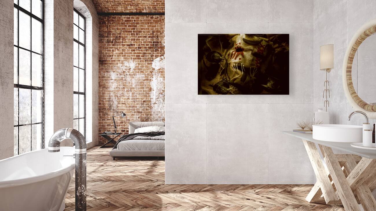 Burlap and feather Reproduction