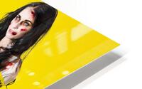 Creepy homicide girl standing undead on yellow HD Metal print