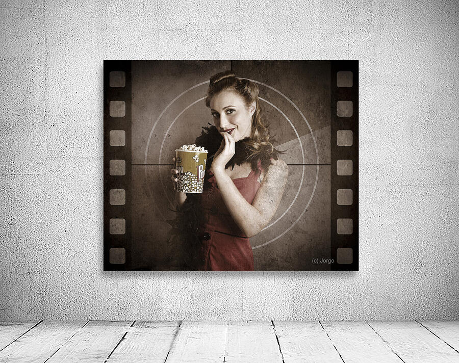 Beautiful Film Actress On Vintage Movie Screen Wall Preview