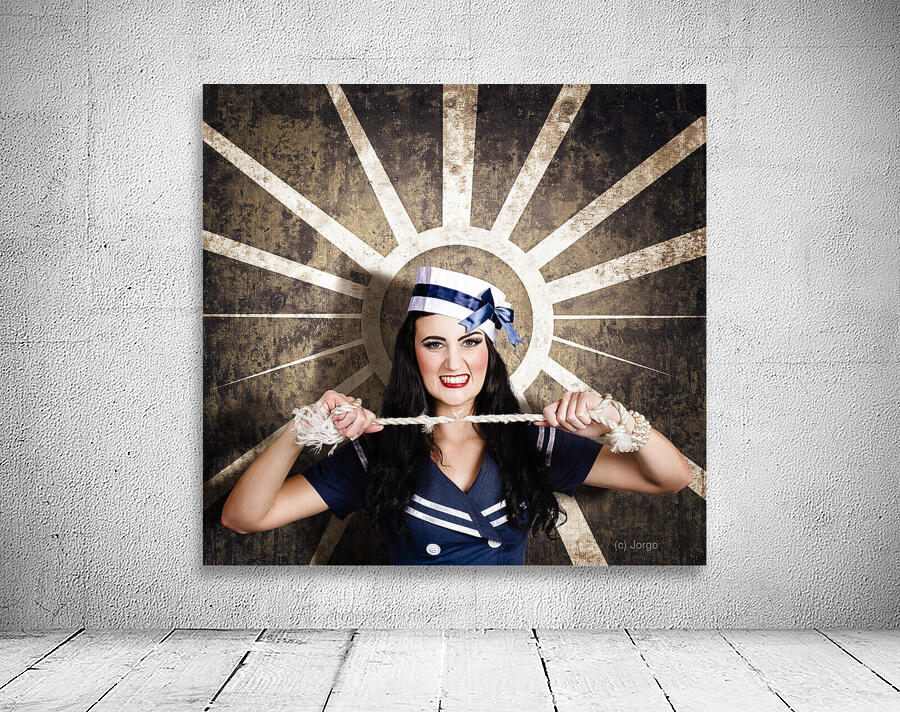 Sailor girl portrait. Vintage design background Wall Preview